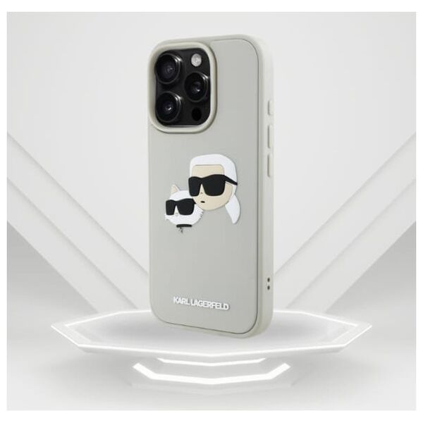 Etui Karl Lagerfeld HC 3D Rubber Double   Heads do iPhone 16 Pro beżowy