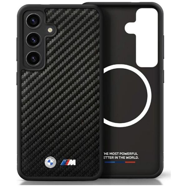 Etui BMW Leather Carbon MagSafe do        Samsung Galaxy S25 czarny