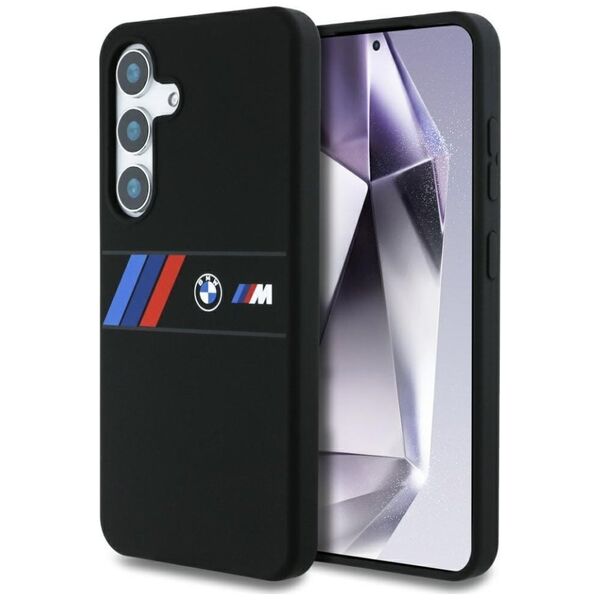 Etui BMW Silicone Middle Tricolor         Stripes MagSafe do Samsung Galaxy S25 czarny