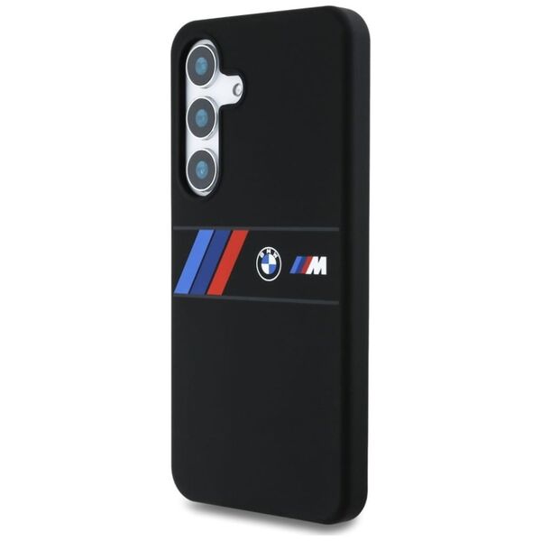 Etui BMW Silicone Middle Tricolor         Stripes MagSafe do Samsung Galaxy S25 czarny