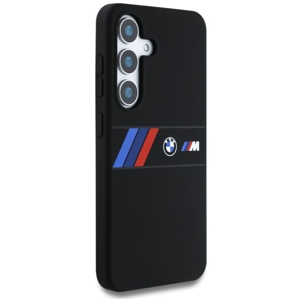 Etui BMW Silicone Middle Tricolor         Stripes MagSafe do Samsung Galaxy S25 czarny