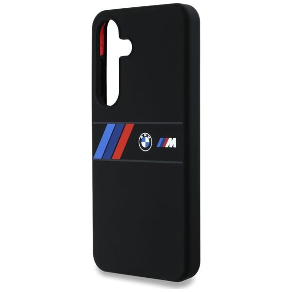 Etui BMW Silicone Middle Tricolor         Stripes MagSafe do Samsung Galaxy S25 czarny
