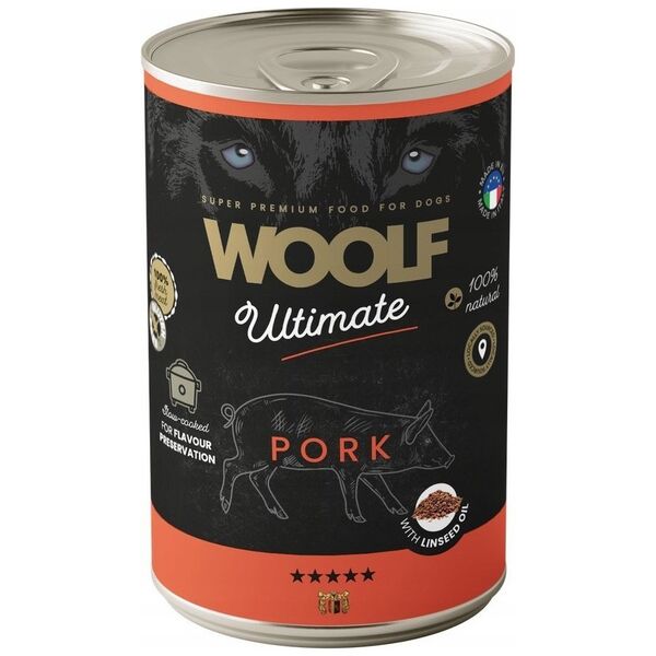 WOOLF PIES PUSZKA 400g ULTIMATE CAN       PORK&LINSEED OIL  /6