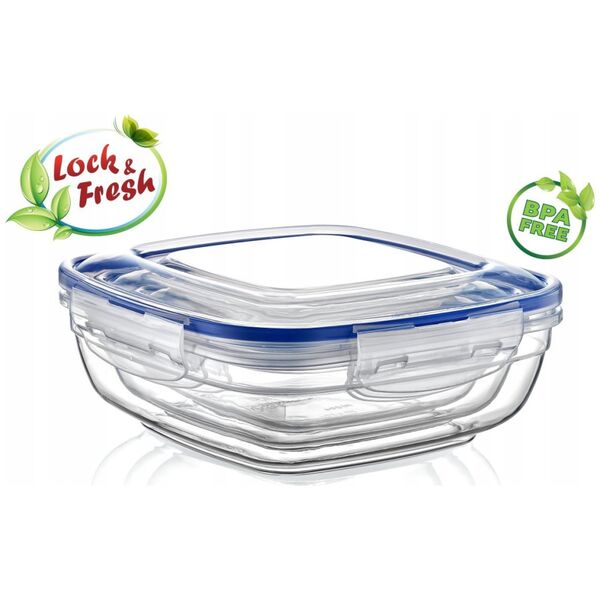 Kpl pojemników do żywności kwadrat 600,1025,1700 ml transparent