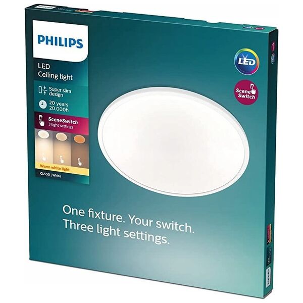 Philips Superslim CL550 -kattovalaisin, pyöreä, valkoinen, 1500 lm, 2700K