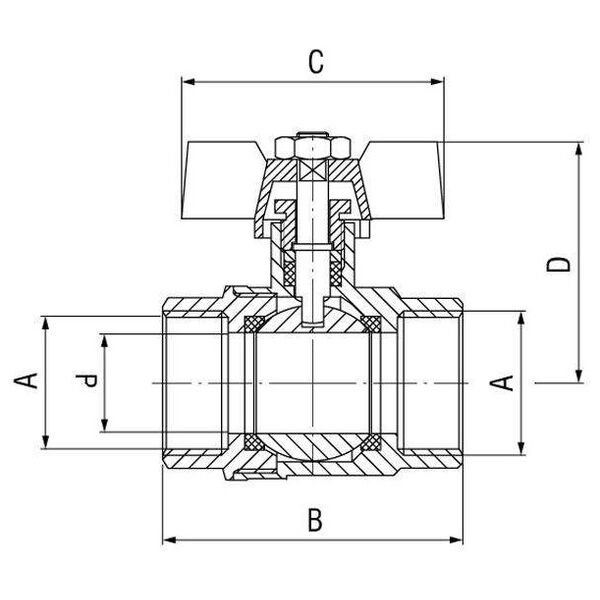 Ferro Zawór kulowy nakrętno-nakrętny 1/2" wodny KM1