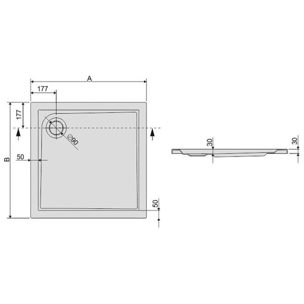 Brodzik Sanplast Prestige kwadratowy 90 cm x 90 cm (615070142001000)