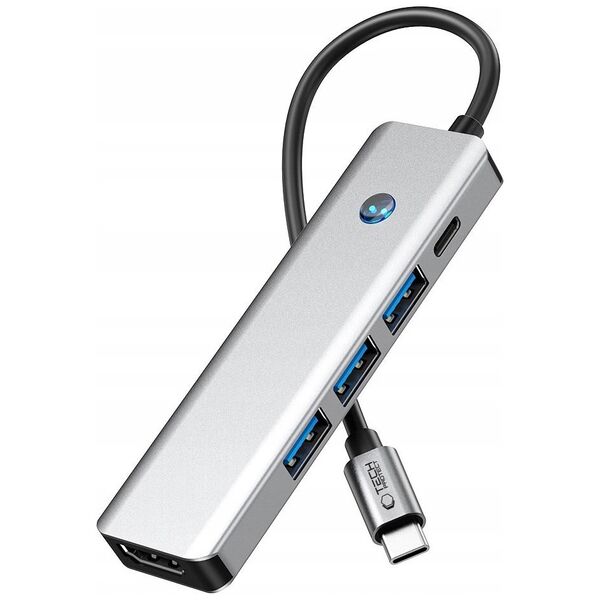 TECH-PROTECT HB01 HUB ADAPTER 5IN1 TYPE-C + USB3.0 + HDMI 4K 60HZ + PD100W SPACE GREY