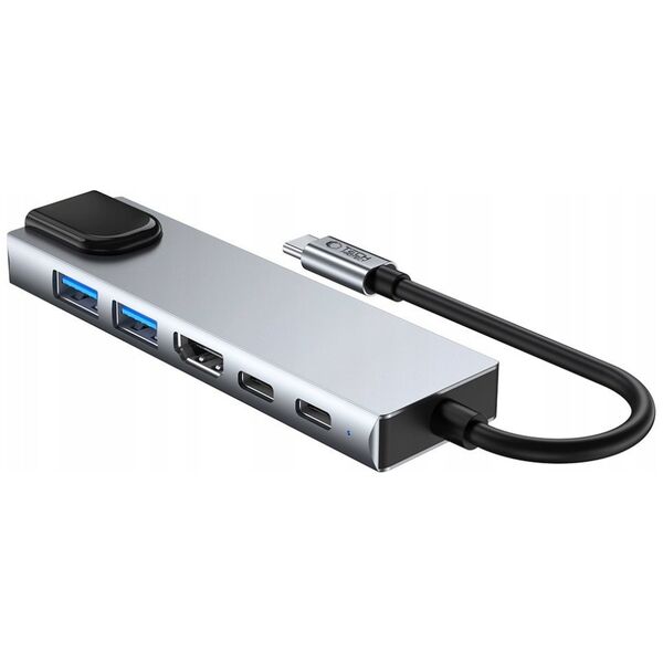 TECH-PROTECT HB02 HUB ADAPTER 6IN1 TYPE-C + USB2.0 + USB3.0 + HDMI 4K 30HZ + RJ45 + PD100W SPACE GREY