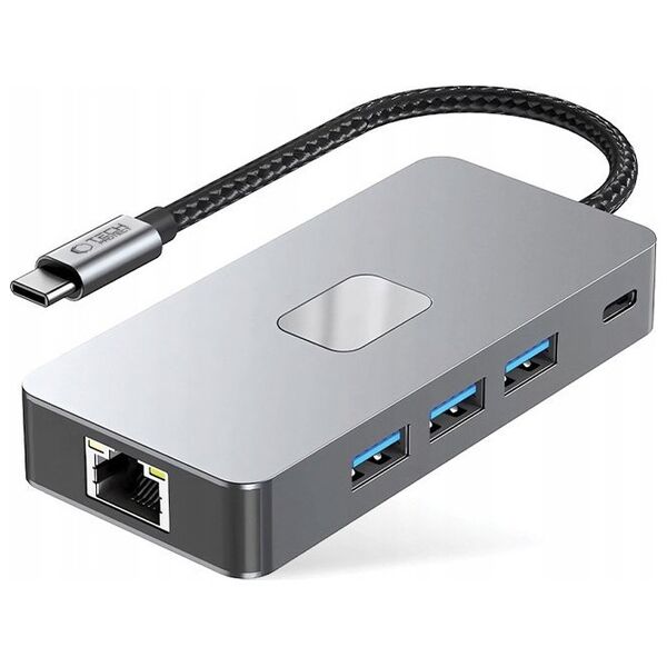 TECH-PROTECT HB05 HUB ADAPTER 9IN1 TYPE-C + USB2.0 + USB3.0 + HDMI 4K 60HZ + SD/TF + PD100W + RJ45 1000M SPACE GREY