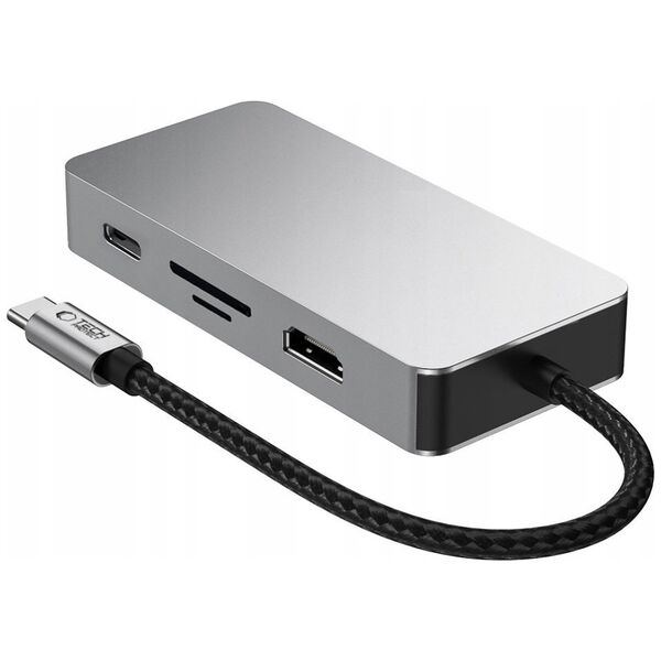 TECH-PROTECT HB05 HUB ADAPTER 9IN1 TYPE-C + USB2.0 + USB3.0 + HDMI 4K 60HZ + SD/TF + PD100W + RJ45 1000M SPACE GREY