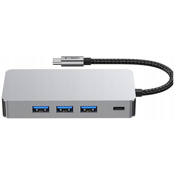 TECH-PROTECT HB05 HUB ADAPTER 9IN1 TYPE-C + USB2.0 + USB3.0 + HDMI 4K 60HZ + SD/TF + PD100W + RJ45 1000M SPACE GREY