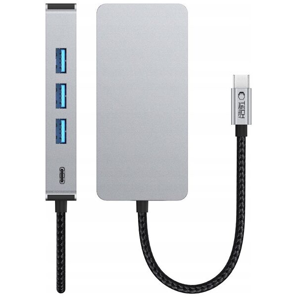 TECH-PROTECT HB05 HUB ADAPTER 9IN1 TYPE-C + USB2.0 + USB3.0 + HDMI 4K 60HZ + SD/TF + PD100W + RJ45 1000M SPACE GREY