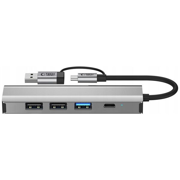 TECH-PROTECT HB03 HUB ADAPTER 5IN1 TYPE-C + USB2.0 + USB3.0 + RJ45 SPACE GREY