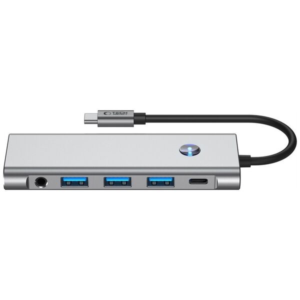 TECH-PROTECT HB04 HUB ADAPTER 9IN1 TYPE-C + USB2.0 + USB3.0 + HDMI 4K 60HZ + SD/TF + PD100W + AV3.5 SPACE GREY