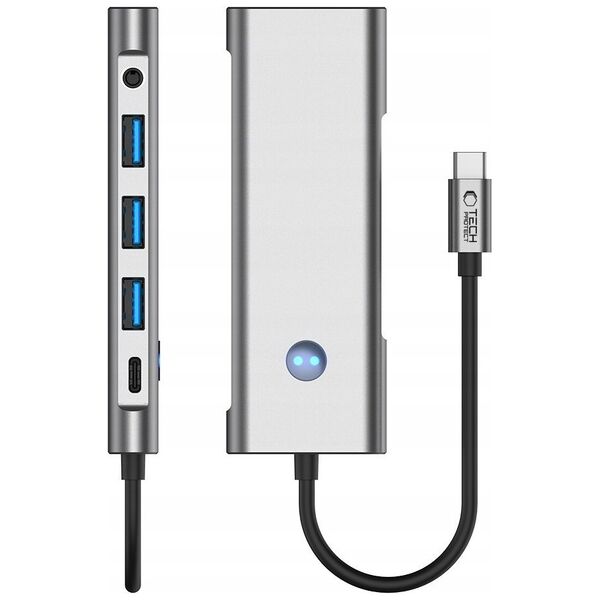 TECH-PROTECT HB04 HUB ADAPTER 9IN1 TYPE-C + USB2.0 + USB3.0 + HDMI 4K 60HZ + SD/TF + PD100W + AV3.5 SPACE GREY