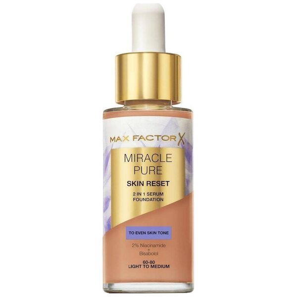 Miracle Pure 2w1 Skin Reset pielęgnujący podkład z serum o wegańskiej formule 60-80 Light to Medium 30ml