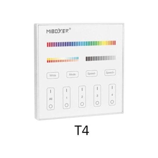 PILOT ŚCIENNY DO STEROWNIKÓW OŚWIETLENIA LED T4 2.4 GHz, MONO, CCT, RGB, RGBW, RGBCCT (RGBWW) MiBOXER