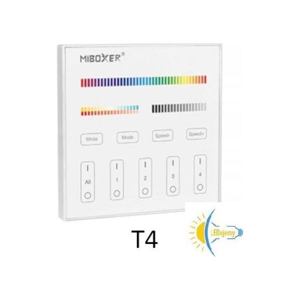 PILOT ŚCIENNY DO STEROWNIKÓW OŚWIETLENIA LED T4 2.4 GHz, MONO, CCT, RGB, RGBW, RGBCCT (RGBWW) MiBOXER