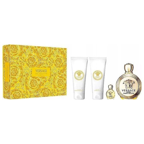 Zestaw Versace Eros Pour Femme woda perfumowana 100ml + woda perfumowana 5ml + zel pod prysznic 100ml + balsam do ciala 100ml