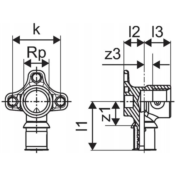 Uponor S-Press PLUS kolano naścienne 16-Rp1/2FT