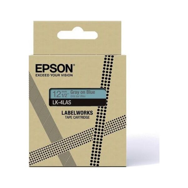 Epson Epson LabelWorks LK-4LAS - Grau auf Blau - Rolle (1,2 cm x 8 m) 1 Kassette(n) Hangebox - Bandkassette - fur LabelWorks LW-C410, LW-C610