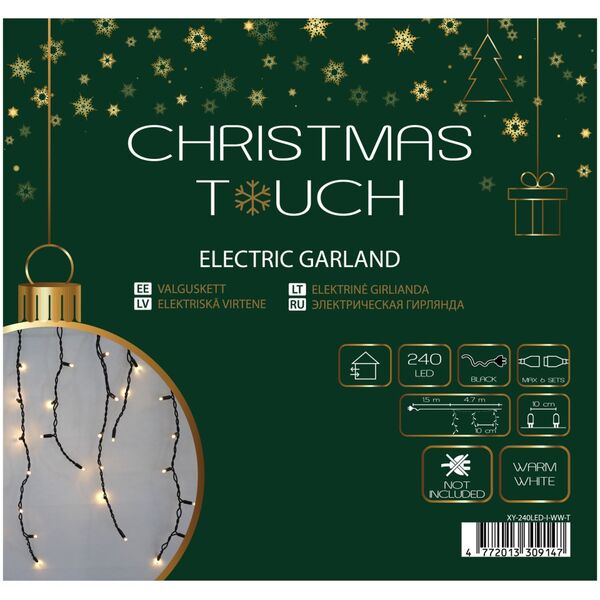 Lampki choinkowe CHRISTMAS_TO 240LED RUBBER ICICLE 4.7M WARM/BLACKIP65
