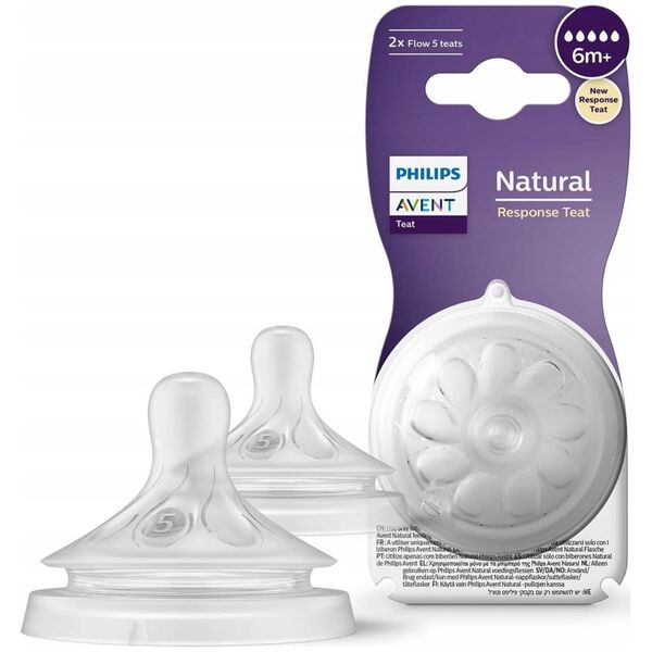 Philips Philips AVENT Natural Response SCY965/02 Anti-colic teats with Flow 5 teats, Orthodontic, Anti-colic valve, 2 pc(s)