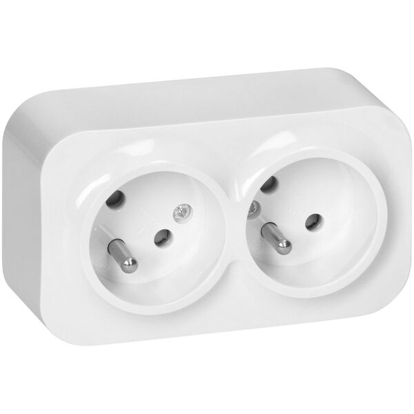 Orno ToDo Gniazdo podwójne 2x2P+Z, 16A/230VAC, IP20, Białe