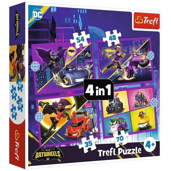Puzzle 4w1 Batwheels, Poznaj Batwheels Trefl