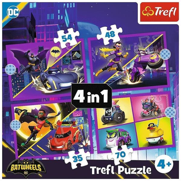 Puzzle 4w1 Batwheels, Poznaj Batwheels Trefl