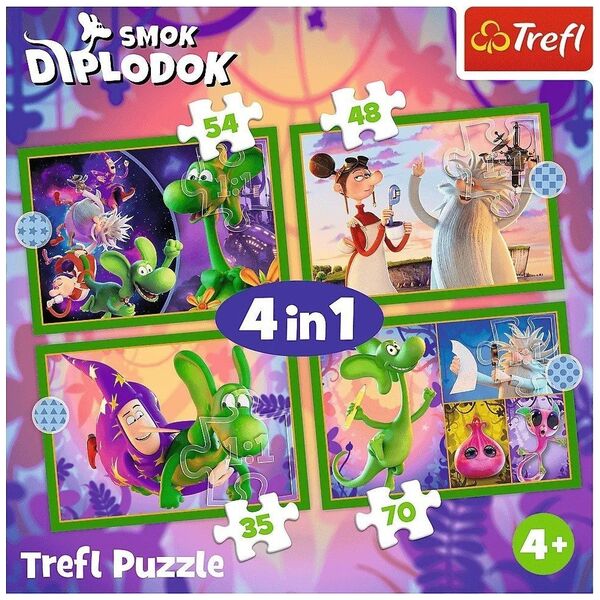 Puzzle 4w1 Świat Smoka Diplodoka Trefl