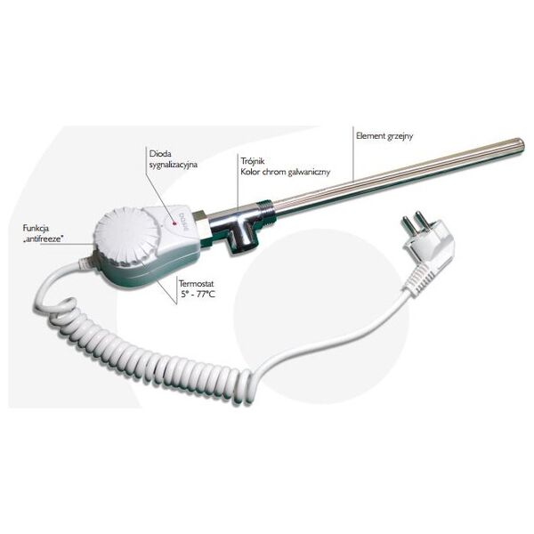Basic Grzałka z termostatem 1/2" 1200W 230V 390x16mm - C233001004