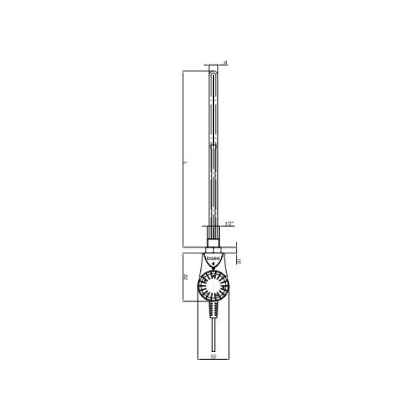 Basic Grzałka z termostatem 1/2" 1200W 230V 390x16mm - C233001004