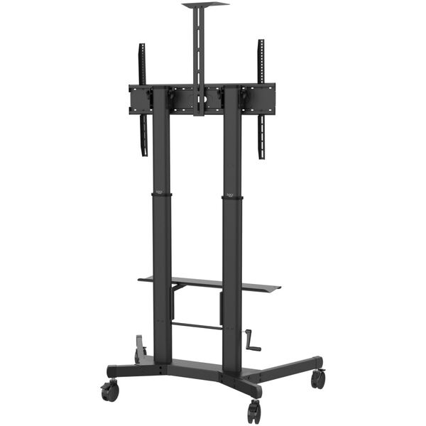 VISION Professioneller Display-Bodenstander - LEBENSLANGE GARANTIE - Stahlwagen passt fur Displays von 55-100" mit VESA-Grossen bis zu 800 x 600 - Kurbelgriff zur Hohenverstellung - Neigungsverstellung - Grosse Ablage fur Laptop oder Videobar enthalten