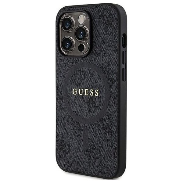 Guess Guess GUHMP14LG4GFRK iPhone 14 Pro 6.1" czarny/black hardcase 4G Collection Leather Metal Logo MagSafe