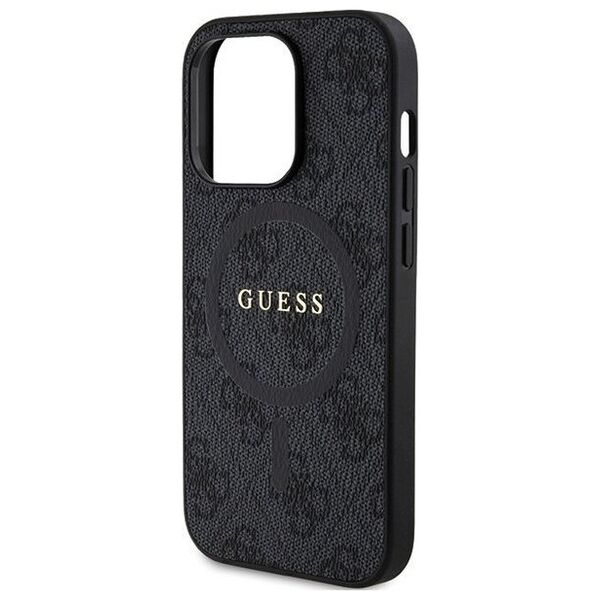 Guess Guess GUHMP14LG4GFRK iPhone 14 Pro 6.1" czarny/black hardcase 4G Collection Leather Metal Logo MagSafe