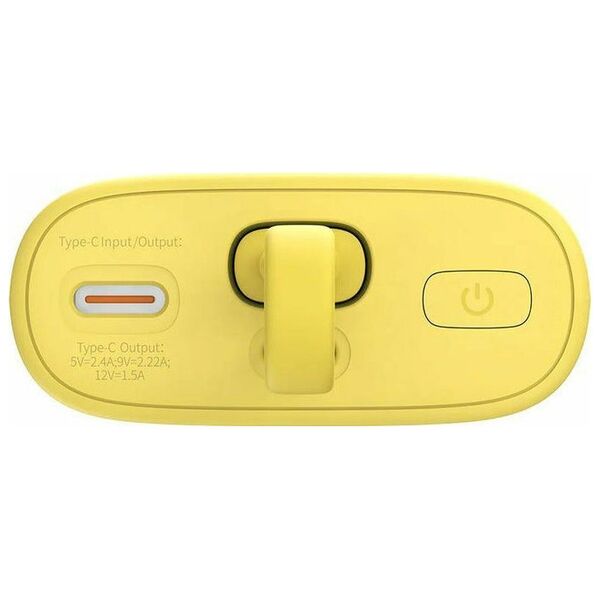Powerbank Baseus Popsicle 5200mAh 20W z wbudowanym kablem Lightning (+ biały kabel Baseus Simple USB-C - USB-C 60W/20V/3A/30cm) - zółto-różowy