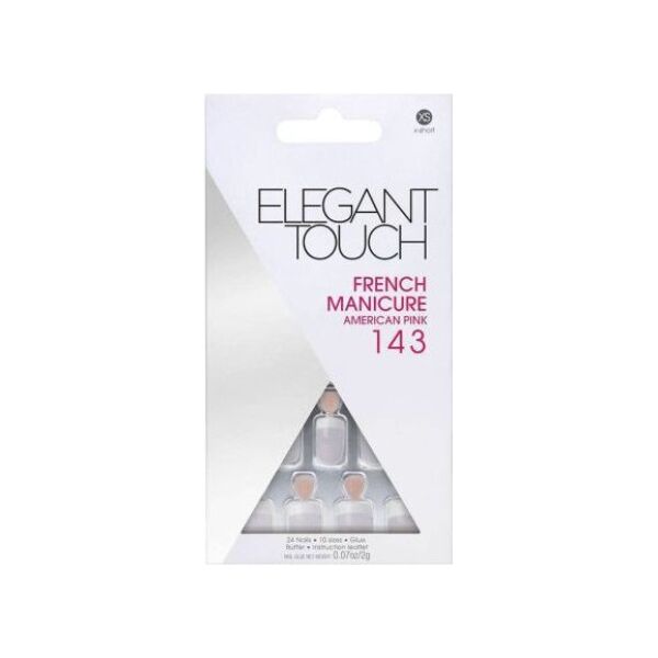 Elegant Touch Set, Elegant Touch, Natural French, Τετράγωνο, Τεχνητά Νύχια, Ροζ, 143, Petite (XS), 24 τμχ Για γυναίκες 13321637 5011522292724