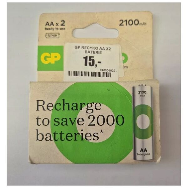 Akumulatorki, AA (HR6), 1.2V, 2100 mAh, GP, kartonik, 2-pack, ReCyko