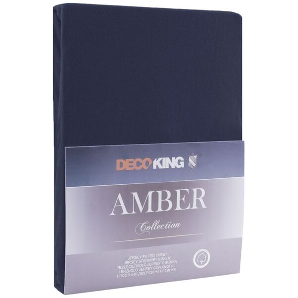 Decoking Prześcieradło Fitted/amber/navyblue/80-90x200+30 cm