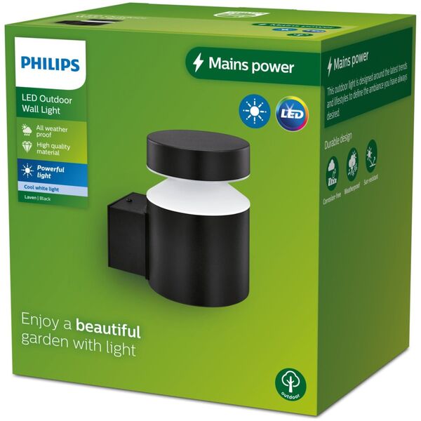 Kinkiet Philips WALL LED LIGHT LAVEN 6W 40K IP44 BLACK