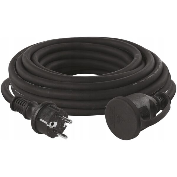 Ilgiklis 1 lizdo 10m su izeminimu 3x1.5 mm2 IP44 su gumine izoliacija, juodas