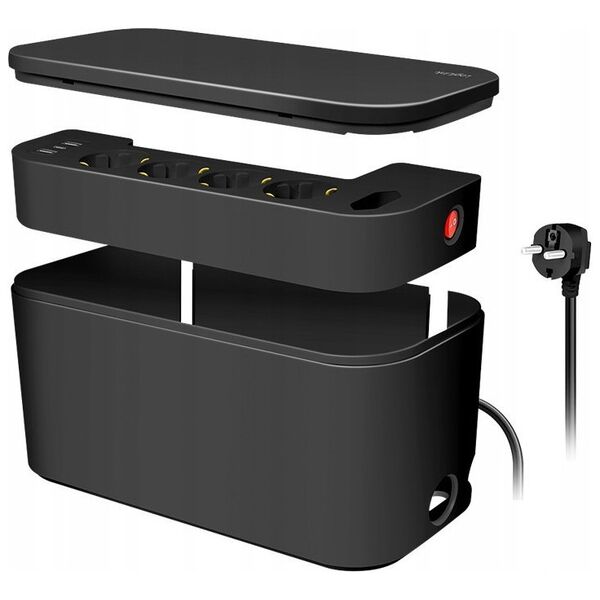 Kabel zasilający LogiLink LogiLink Kabelbox m. 5-fach-Steckdosenleiste USB/Schuko sch