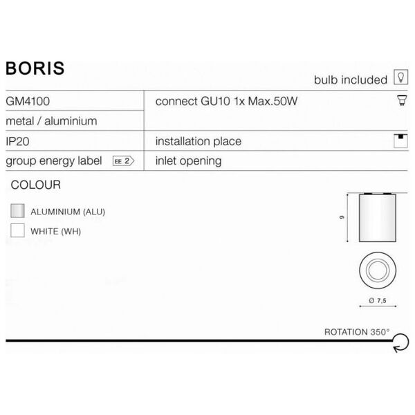 Lampa sufitowa Azzardo Boris 1x50W  (GM4108 BK)