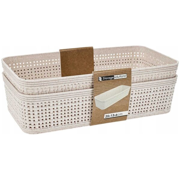 Plastikowe koszyki do organizacji, 25 x 13,5 x 6 cm, 2 szt.