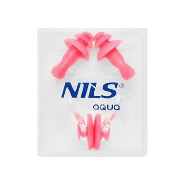 Nils Extreme NQAW30 RÓŻOWY ZESTAW PŁYWACKI SILIKONOWE ZATYCZKI DO USZU I NA NOS NILS AQUA