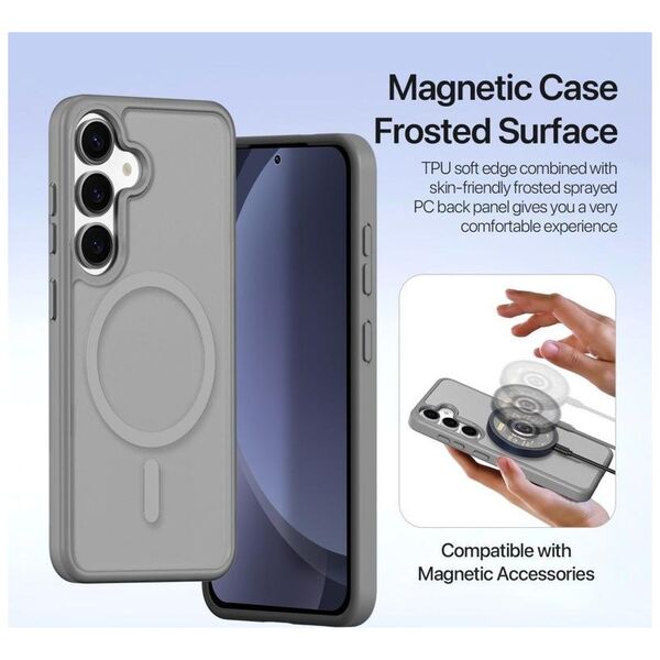 Etui skórzane Dux Ducis Lawa na Samsung Galaxy S25+ z odłączanym portfelem magnetycznym - szare