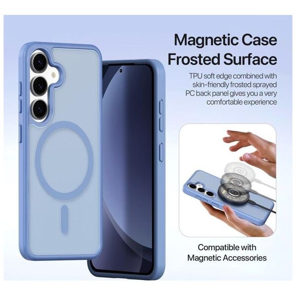 Etui skórzane Dux Ducis Lawa na Samsung Galaxy S25 z odłączanym portfelem magnetycznym - niebieskie