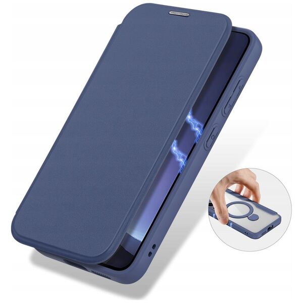 Etui Dux Ducis Skin X Pro na Samsung Galaxy S25+ z MagSafe i portfelem - niebieskie